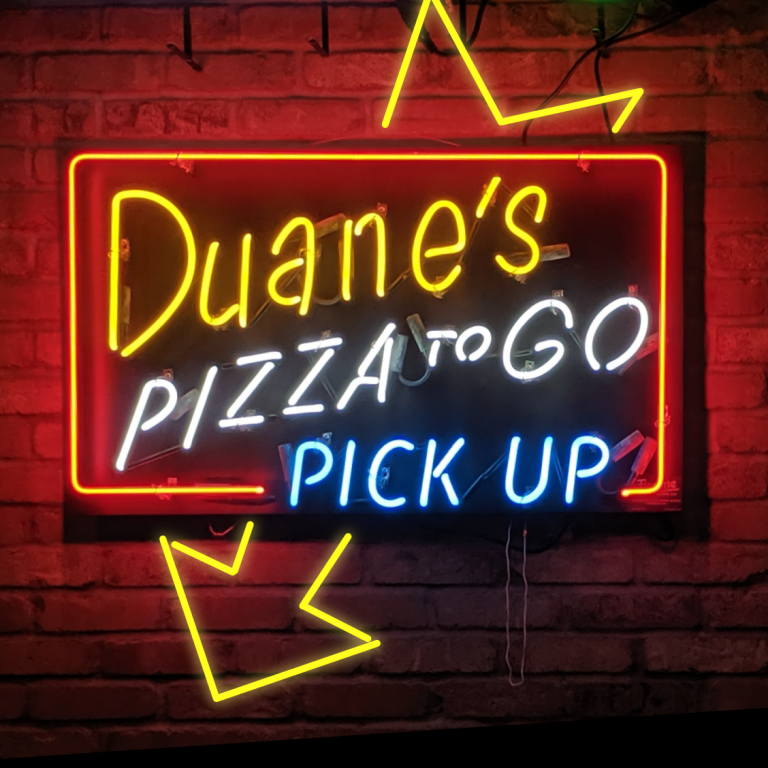 Duanes Pizza to Go with arrow